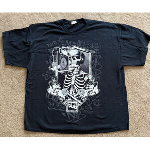 Vintage 1995 Dub Skeleton T Shirt Tee DJ Street Mens 2XL Rap Black Y2K EUC